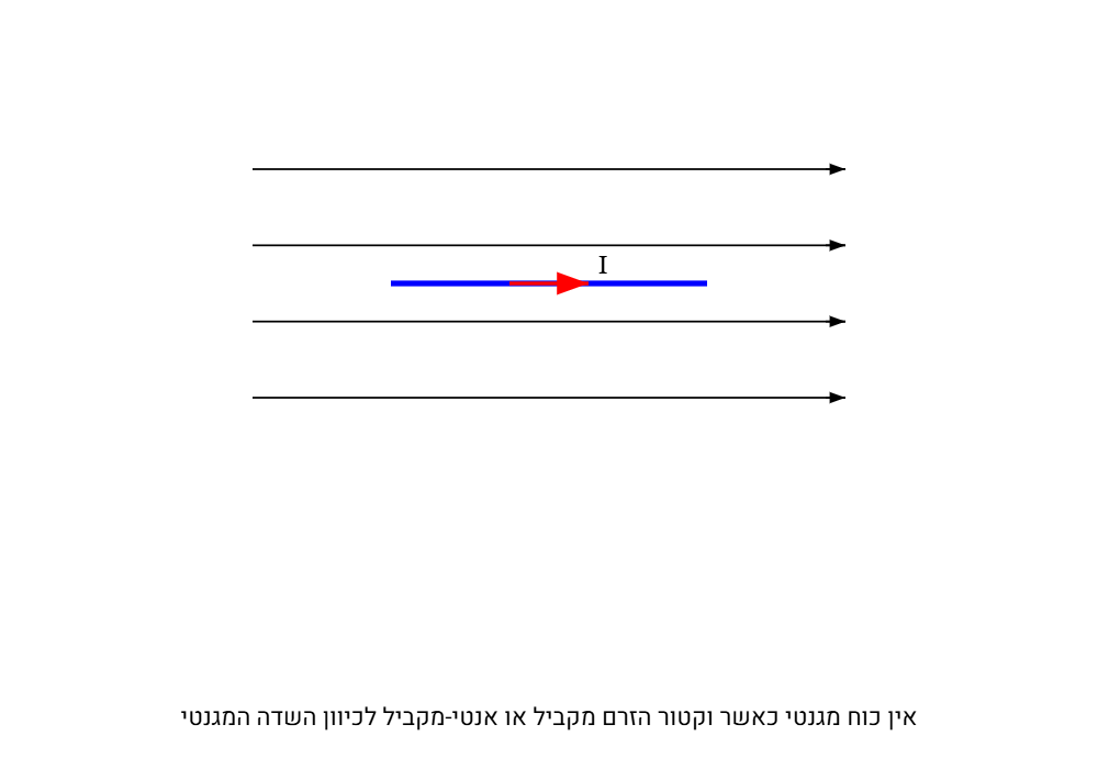 כוח מגנטי על תיל נושא זרם - אין כוח